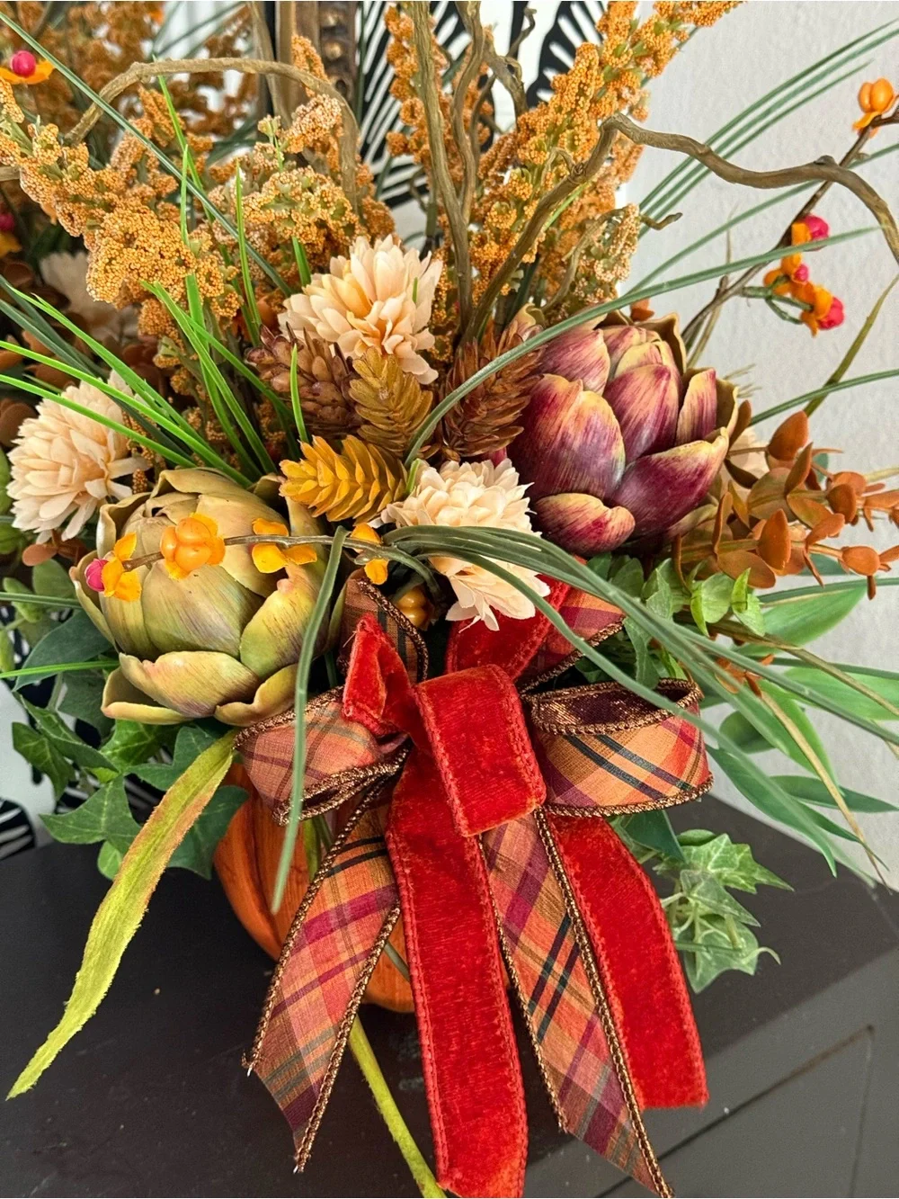 New Custom Fall Floral decor in Ceramic pumpkin planter